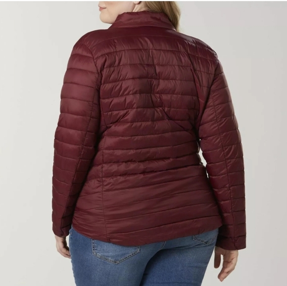 LAURA SCOTT plus size Plum burgundy quilted Puffer Jacket coat 2x - Picture 6 of 11